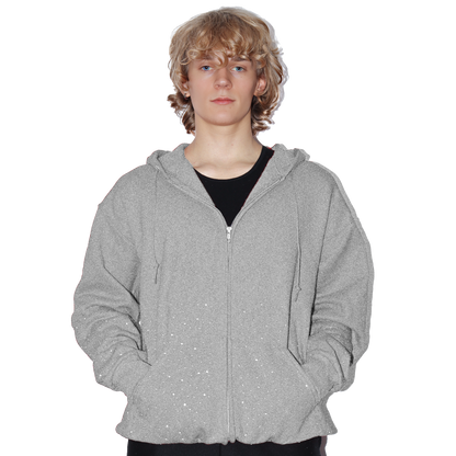 Crystal Zip-Up Hoodie - Grey