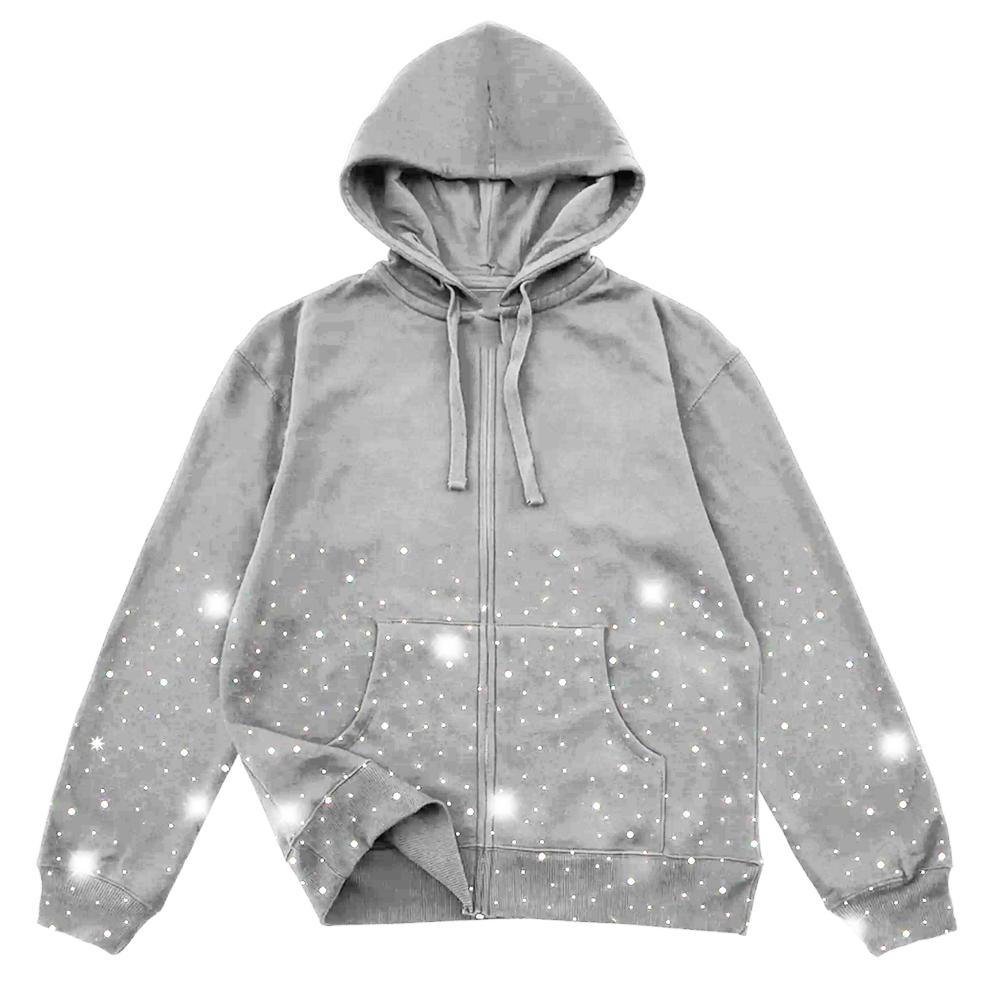 Crystal Zip-Up Hoodie - Grey